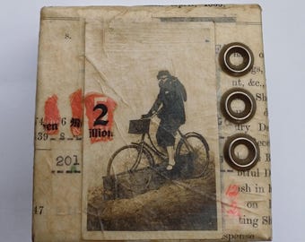 Altered box, Altered art, Original collage art, Handmade collage art, Mixed media, 7cm x 7cm x 3.5cm