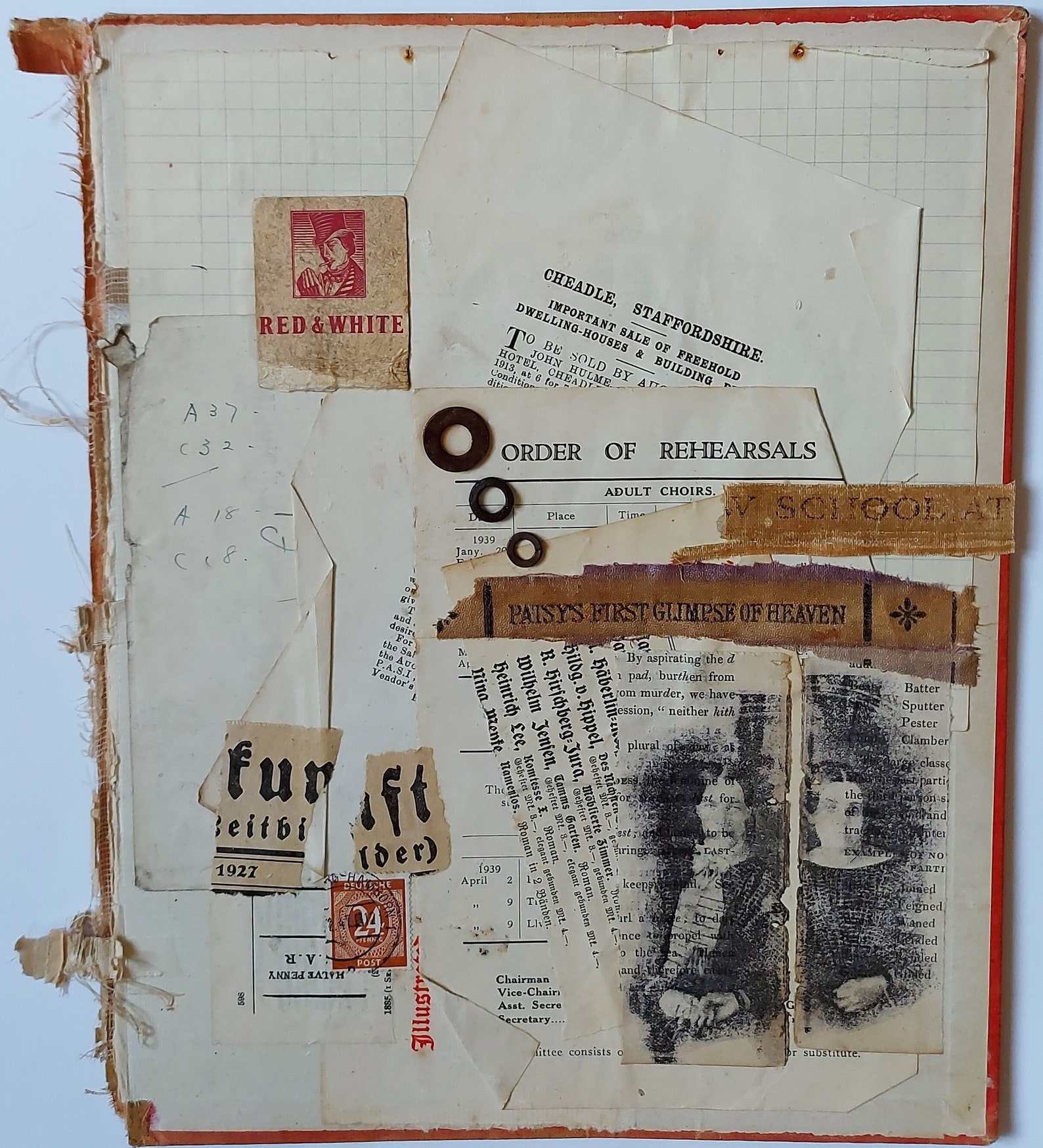 Original Handmade Collage, Vintage Papers, Vintage Book Cover, 28cm X ...
