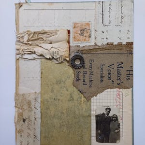 Collage originale fatto a mano, Tecnica mista, Carte vintage