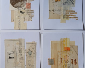 Oeuvre de collage originale, A5, Ensemble de 4, Cardstock, Originaux Zine, Art zine inclus