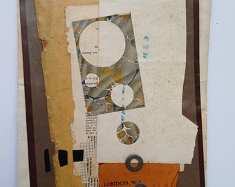 Original Collage Art, Vintage papers, Mixed media, Handmade