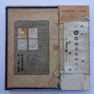 Collage originale fatto a mano, Tecnica mista, Carte vintage, 20 cm quadrati