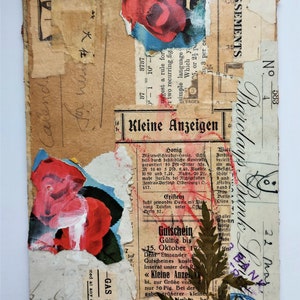 Collage originale in stile vintage unico, Tecnica mista, Retrò, Tecnica mista, Carte vintage, Fatto a mano