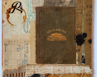 Retro style original handmade collage, Mixed media, Vintage papers