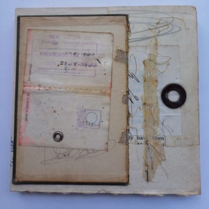Collage originale, collage fatto a mano, tecnica mista, carte vintage, 20 cm quadrati