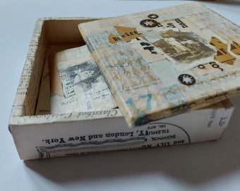 Altered Box, Assemblage Box, Collage Assemblage, Vintage papers