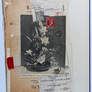 Arte del collage originale, Tecnica mista, Carte vintage, Copertina del libro vintage