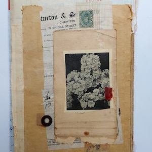 Collage originale fatto a mano, Tecnica mista, Carte vintage, Copertina del libro vintage