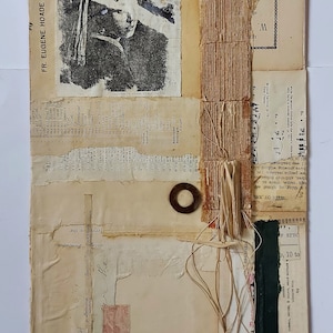 Arte collage originale, Fatto a mano, Tecnica mista, Carte vintage, 20 cm x 30 cm