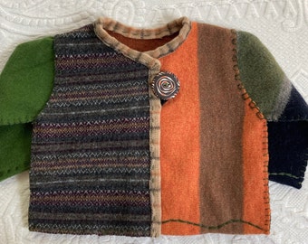 baby boy cardigan . unisex wool cardigan . upcycled babyclothing . boho sweater