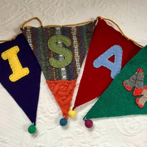 bunting . CUSTOM bunting . banner . felt bunting . custom banner . prayer flag . felt bunting . upcycled wool sweaters