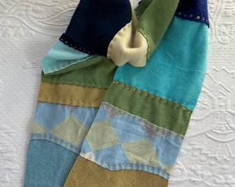 cashmere scarf . made from repurposed cashmere sweaters .  eco friendly . argyle cashmere scarf