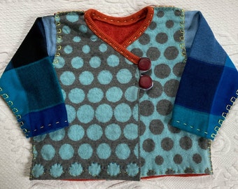 Unisex Toddler cardigan made from recycled wool sweaters and scarves . upcycled clothing  2-3 toddler . toddler sweater