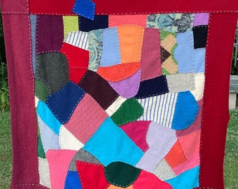 CHURCH WINDOW quilt . cashmere crazy quilt . Cashmere baby Blanket . cashmere lap blanket . repurposed cashmere sweaters