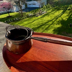 Antique Copper Smelter Primitive Forged Iron 39" Handle, PA Farm Find, 1800s Hearth Tools, Antique Farmhouse, Fireplace Hearth Tool, Forged