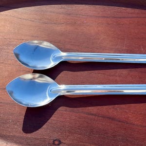 Set of 2 Vintage 1980s ROWOCO Stainless Steel Basting Spoons, Large 15 in Spoons, Commercial Kitchen, Commercial Grade, Restaurant Spoons