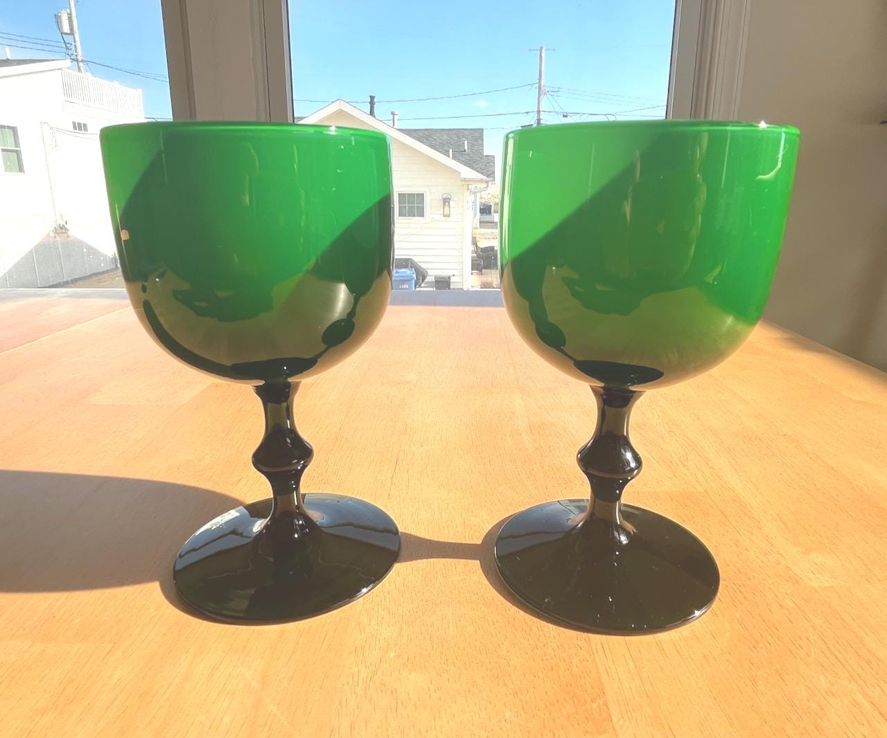 Carlo Moretti Green Wine Glass - Etsy