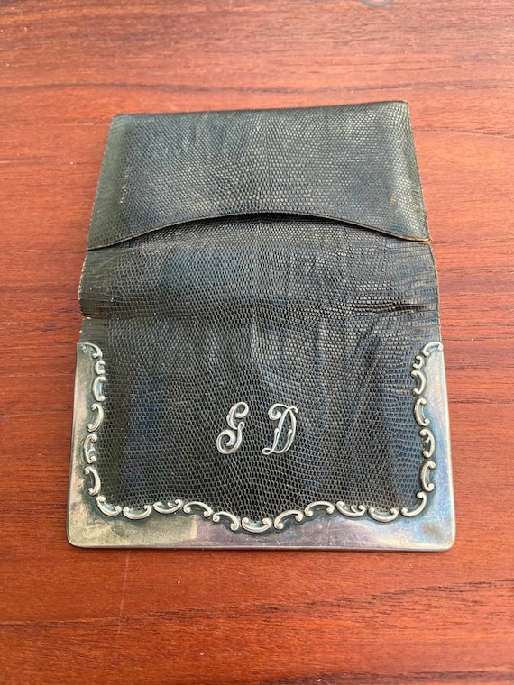 Antique Gorham Wallet, 1880s Sterling Silver and Black Snakeskin, Hallmarked Gorham, Victorian Gorham Sterling Silver, Antique snakeskin