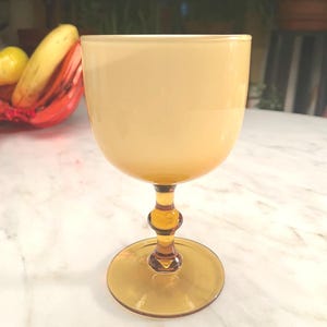 Carlo Moretti Glass, Amber cased Moretti Glass, 1 Wine glass, 1 handmade Italian glass Moretti, 1960s Venetian glass, Rare Murano Goblet MCM