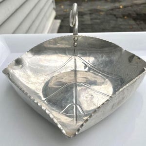 Grape Vine and Leaf Serving Tray, Charcuterie board, Leaf Form Tray, grapevine handle, 1950s Mid Century, BW Buenilum Aluminum, Handmade vtg