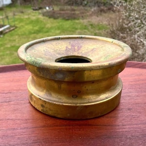 Antique Spittoon Brass over Copper, 2 Piece Spittoon, Williamsburg Brooklyn by Farberware, Brooklyn Factory 1920s, Patina Verdigris Railroad
