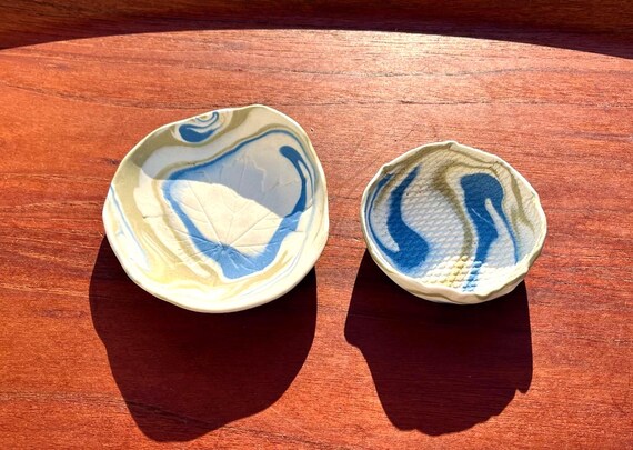 Niagara Studio Pottery Dishes, Signed Brian Truscott Art, Art Pottery Trinket Dishes Ring Dishes, Canada Niagara Pottery, Abstract Design
