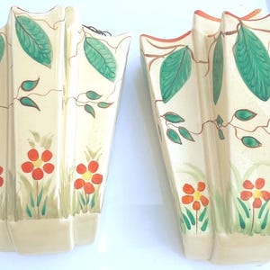 Antique Arthur Wood Art Deco Wall Pockets, Arthur Wood, Pair