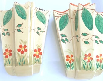 英国arthur  woodのwall pocket Art Deco Wall Pocket, Arthur Wood Pair Wall Vases, Hanging