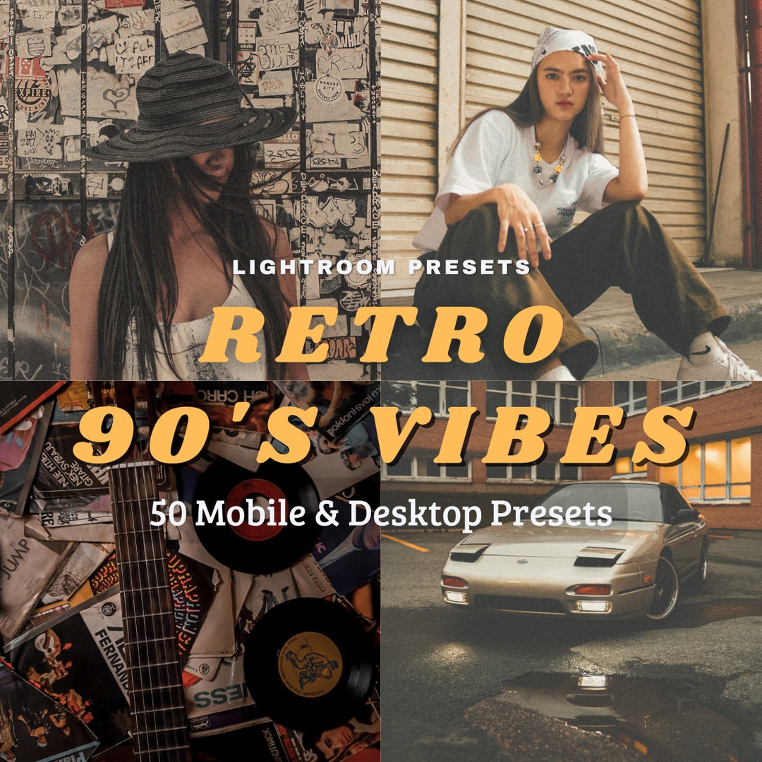 50 Retro 90s Filters Pack, Old School Film Presets for Lightroom Mobile