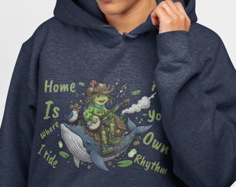 Cottagecore Frog Banjoist Hoodie - Goblincore Pullover