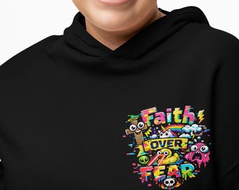 Hoodie Faith Over Fear Bright And Colorful Faith Typography Humoristic Christian Design