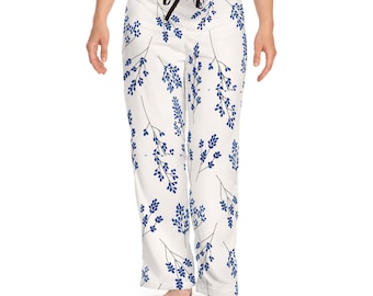 Blaue Wildblumen Blumen Pyjama Hose | Allover-Druck