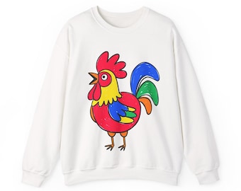 Colorful Rooster Crewneck Sweatshirt | Bright Farm Animal Pullover