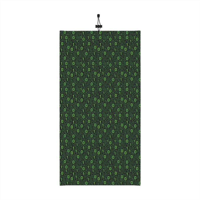 Binary Code Pattern Winter Neck Gaiter | Green 0s and 1s Tech Print Bild 4