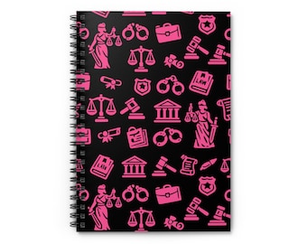 Pink Legal Icons Spiral Notebook | Ruled Line Journal