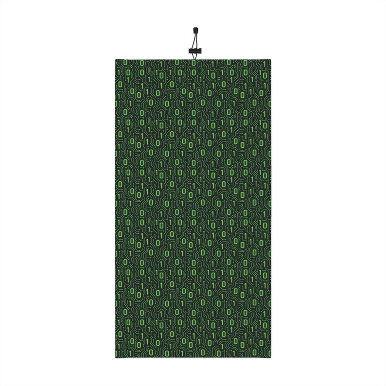 Binary Code Pattern Winter Neck Gaiter | Green 0s and 1s Tech Print Bild 3