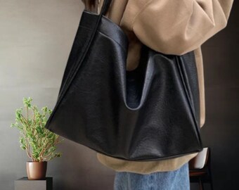 Elegante bolso tote de cuero vegano: bolso de hombro espacioso y multifuncional con inserto extraíble: regalo perfecto para ella