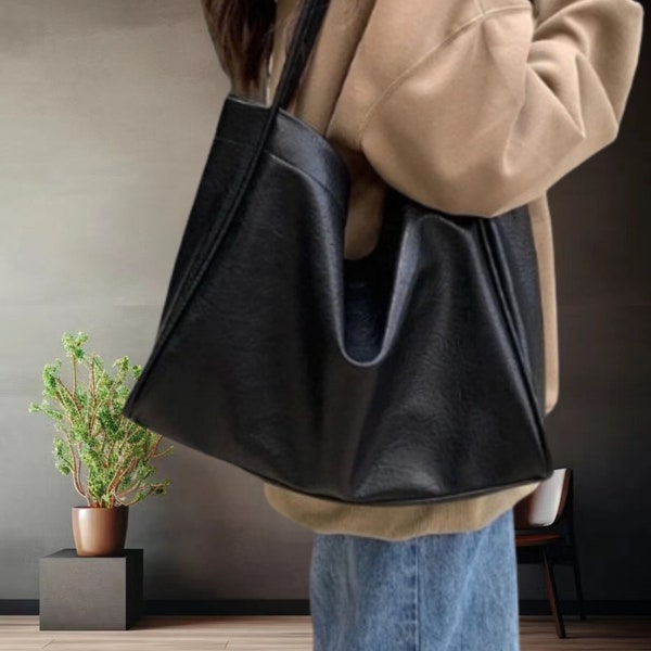 Stylish Vegan Leather Tote: Spacious, Multi-functional Shoulder Bag with Removable Insert - Perfect Gift for Her