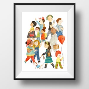 Fine Art Print - Colorful Crowd • Cute Multicultural Art Print • Kids Room