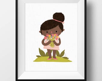 Flower Girl Giclée Print – Nursery Art (8x10")