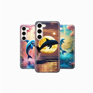 Dolphin Phone Case Ocean Moonlight Cover for Samsung Galaxy S24 S23 FE S22 Pro S21 Ultra A25 A15