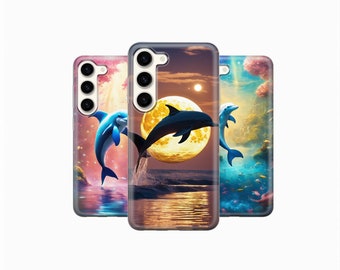 Coque de téléphone avec dauphins et natation océan pour Samsung Galaxy S24 S23 FE S22 Pro S21 Ultra A25 A15