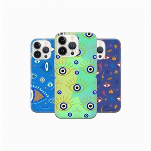 Evil Eye Phone Case Talisman Cover for iPhone 17 16 15Pro 14 13 12 11, Google Pixel 10 9 8 7A 6A, Samsung Galaxy S24 Ultra S23fe A05 A55 A35