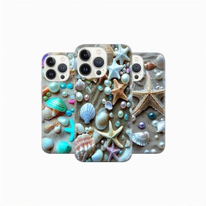 Seashells Phone Case Seastars Cover for iPhone 17, 16, 15Pro, 14, 13, 12, 11, Google Pixel 8, 7A, 6A