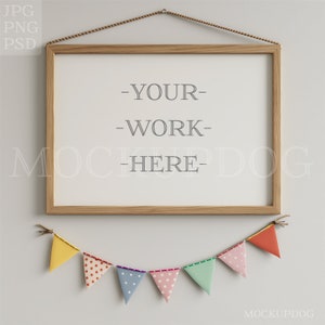 Mockup picture frame ISO/DIN A 7/5 children's room Psd Jpg Png frame model aspect ratio 7 to 5 Smart Object Photoshop 6000px 300dpi No.006