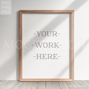 Mockup picture frame 3/4 wooden frame frame model PSD JPG PNG frame aspect ratio 3 : 4 smart layer Photoshop 6000px 300dpi No.004