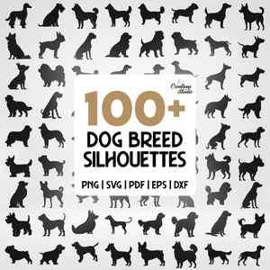 100+ Dog Breed Silhouettes, Personalized Dog Silhouette, Dog Breed SVG & PNG Mega Bundle, Custom Pet Silhouette Drawing, Digital Download