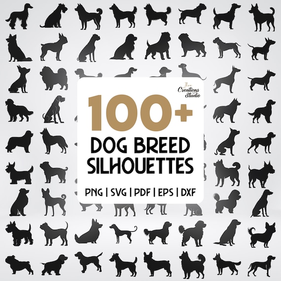 100+ Dog Breed Silhouettes, Personalized Dog Silhouette, Dog Breed SVG & PNG Mega Bundle, Custom Pet Silhouette Drawing, Digital Download