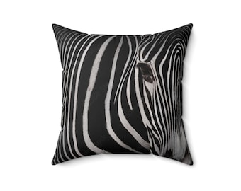 Chic Zebra Design Spun Polyester Square Pillow 20x20 | Stylish Animal Print Accent Pillow | Perfect Gift for Her