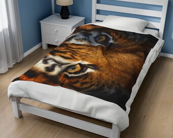 Bengal Tiger Blanket, Big Cat Blanket, Tiger blanket, Mothers Day Gift, animal Blanket, Velveteen Plush Blanket